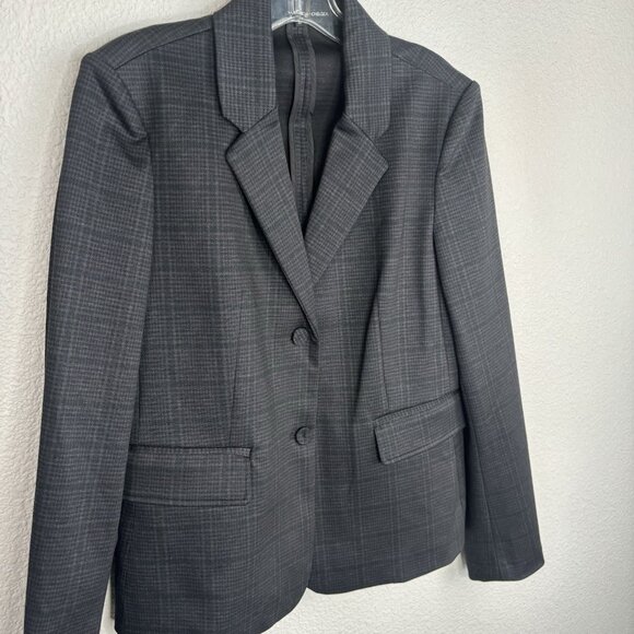 Amanda + Chelsea Women's Blazer Medium Gray Houndstooth Plaid Two Button Front - Picture 2 of 8